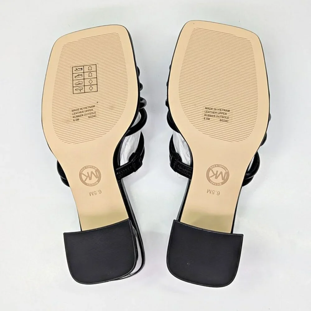 Michael Kors Women's Astra Black Leather Strappy Sandals Size 6.5 (MSRP $145)